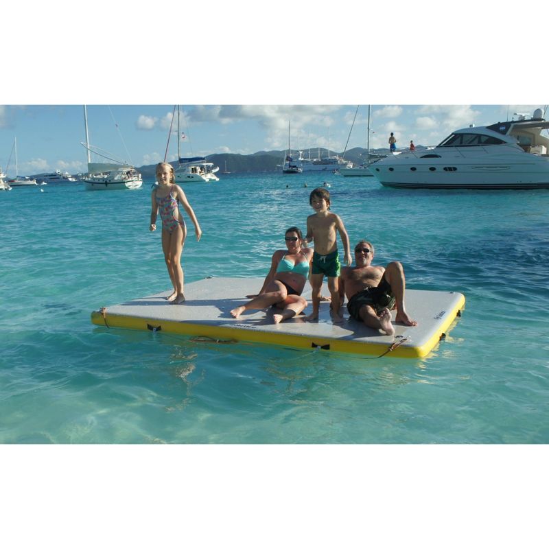 Swim Central 10-FT Inflatable White and Yellow Private Solstice Drop Stitch Lake Dock, 3 of 7