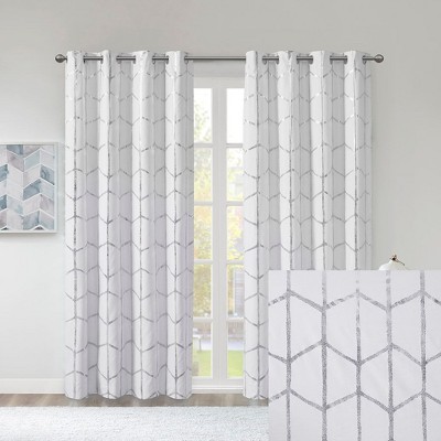 Kumasinova 84"/63" Full Blackout Curtains,Metallic Print Window Curtains Panel with Grommet Top,Kitchen Curtains for Living Room&Bedroom