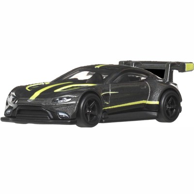Aston Martin Vantage GTE Dark Gray Metallic with Lime Green Stripes "Euro Speed" Series Diecast Model Car by Hot Wheels
