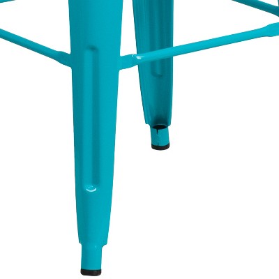 Teal-Blue Industrial 30" Backless Metal Indoor-Outdoor Barstool