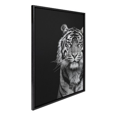 Kate & Laurel All Things Decor 23"x33" Sylvie Tiger Minimalist Animal Portrait Metallic Wall Art: Floating Canvas, Modern Decor