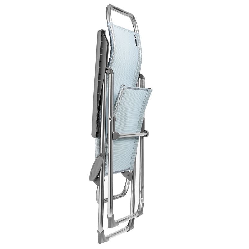 Lafuma Alu Cham Adjustable Lightweight Ergonomic Rust-Free Outdoor Folding Patio Armchair w/5 Seating Positions & Batyline Ventilated Fabric, Sky Blue, 2 of 7