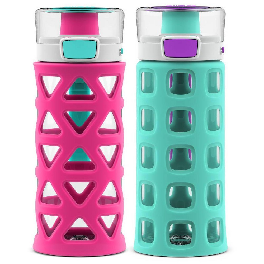 Ello 16oz 2pk Plastic Dash Water Bottles Green/Pink