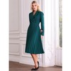 INSPIRE CHIC Women's Notch Lapel Wrap Neck Long Sleeve A-Line Midi Pleated Dress - 3 of 4