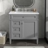 Okak Modern 30" Bathroom Vanity with Top Sink, Water-Resistant  Solid Wood Storage Cabinet with 2 Drawers and a Tip-out Drawer, Gray - 2 of 4