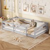 SEVOBAL Kids Beds Full Size Montessori Floor Bed with Fence Sturdy Pine Wood Easy Assembly for Kids in Modern Bedrooms, Grey, 80.51"*11.42"*3.94" - 2 of 4