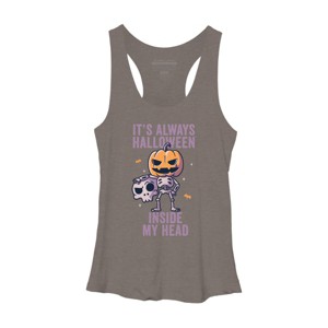Women's Design By Humans It's Always Halloween Inside My Head Funny Cute Spooky By EduEly Racerback Tank Top - 1 of 3