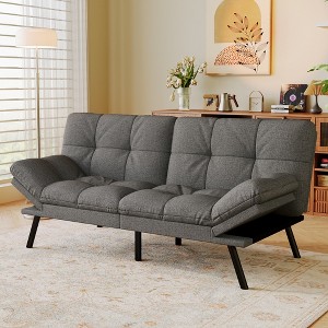 Dyonery 71" Convertible Futon Sofa Bed,Modern Memory Foam Futon Couch with Detachable Cushion,Adjustable Backrest & Armrest - 1 of 4