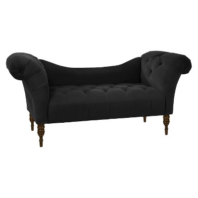 Button Tufted Chaise Settee Sofa Velvet Black - Threshold&#8482;