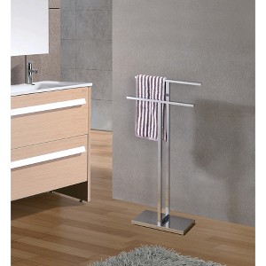 Kings Brand Furniture - Mertzon Modern Metal Free-Standing Towel Rack Stand, Chrome - 1 of 2