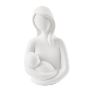 Hans White Abstract Mother Holding Baby Decorative Accent Matte Ceramic Sculpture Figure Set - 1 of 4