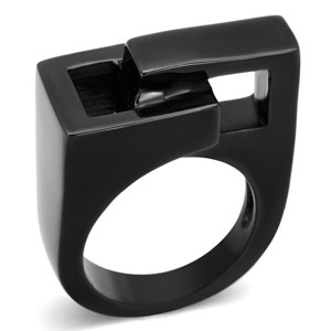 Slickblue Women IP Black Minimalist Geometry Ring, Bold Unique ...