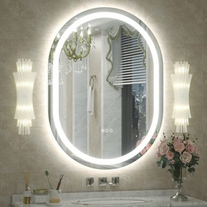 pmir Super Bright 192 LEDs/m LED Lighted Anti-Fog Tempered Glass Irregular Bathroom/Vanity Mirror with ETL & 3-Year Warranty - 1 of 4