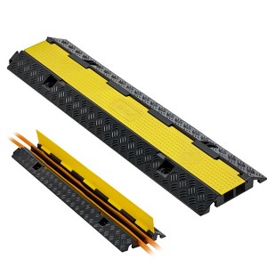 VEVOR Cable Protector Ramp, 22,000 lbs/axle Capacity, 2 Channel Heavy Duty Rubber Cord Hose Wire Cover, 1.3 x 1.2 in Channel, 1 Pack,Yellow&Black - 1 of 4