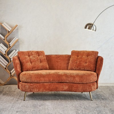NicBex 64.2 Inch Loveseat,Modern Polyester Fiber Loveseat Sofa with Golden Metal Legs,Club 2-Seater Couch for Living Room,Apartment