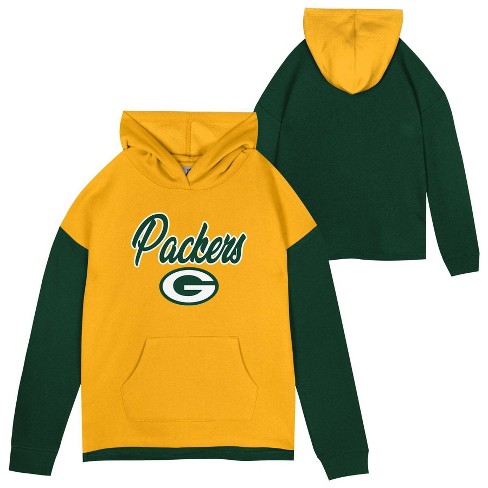 Nfl Green Bay Packers Girls' Fleece Hooded Sweatshirt - L : Target