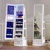 Fredees Mirror Jewelry Cabinet, Standing 360° Swivel Armoire with Full-Length Mirror, Lockable Jewelry Storage, 3-Color LED & Foldable Makeup Shelf - 3 of 4