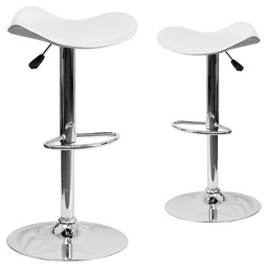 Emma and Oliver 2 Pack Contemporary Vinyl Adjustable Height Barstool with Wavy Seat and Chrome Base - 1 of 4