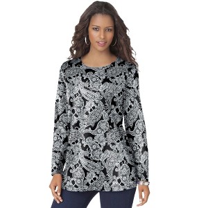 Roaman's Women's Plus Size Long Sleeve Crewneck Ultimate Tee - 1 of 4