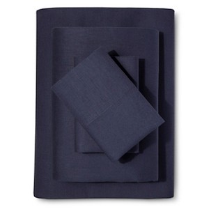 Washed Linen Cotton Blend Sheet Set (Twin) Indigo - Loft New York, Blue