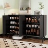 55” Entryway Shoe Cabinet, 3 Tier Shoe Storage Cabinet with 4 Doors, Sideboard Buffet Cabinet with Adjustable Shelves for Hallway Living Room - 2 of 4