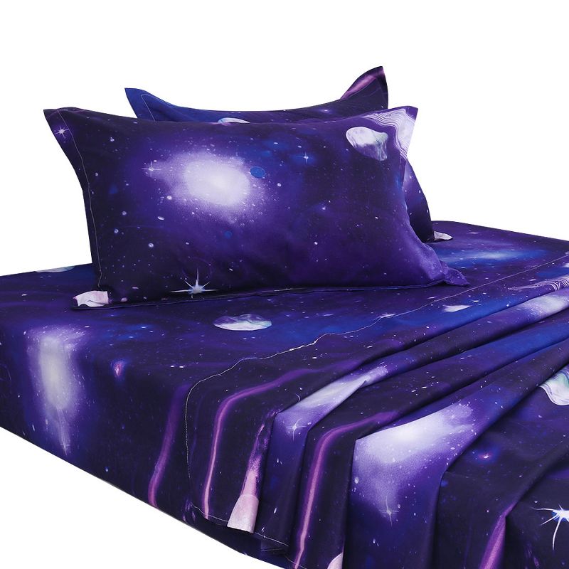 PiccoCasa Polyester Galaxy Stars Pattern Themed Bedding Sets 4 Pcs, 1 of 5