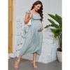 Women Maternity Summer Spring Casual V Neck Boho Sundress Ruffle Cap Sleeveless Flowy Maxi Dress Baby Shower - 4 of 4