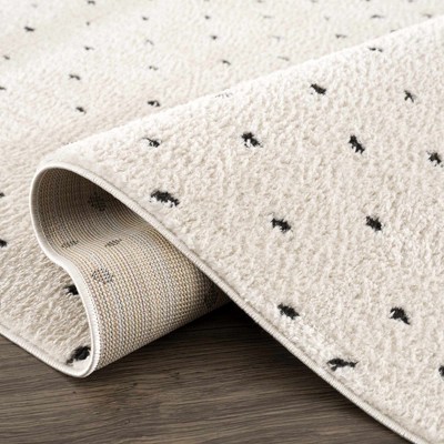 Julie Black and Cream High Pile Shag Runner Rug