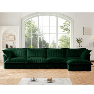 Upholstered Sectional Sofa, 4 Seater Free Combination Convertible Sofa, Sofas with Ottoman, Corduroy Fabric Sectional Sofas-Cuddlewood - 1 of 4