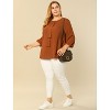 Agnes Orinda Women's Plus Size Stylish Tie Neck 3/4 Ruffle Sleeves Work Office Blouses - 3 of 4