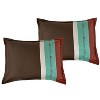 Home Mart Goods 7 Piece Brown & Teal Geometric Striped Comforter Set Embroidery Soft Bedding - 4 of 4