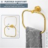 Mixxidea Round Double Towel Hook Bundle with Toilet Paper Holder, Square Towel Ring (Brushed Gold) - 2 of 3