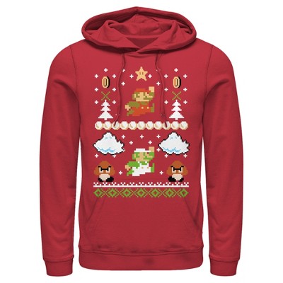 Men's Nintendo Ugly Christmas Super Mario Pull Over Hoodie