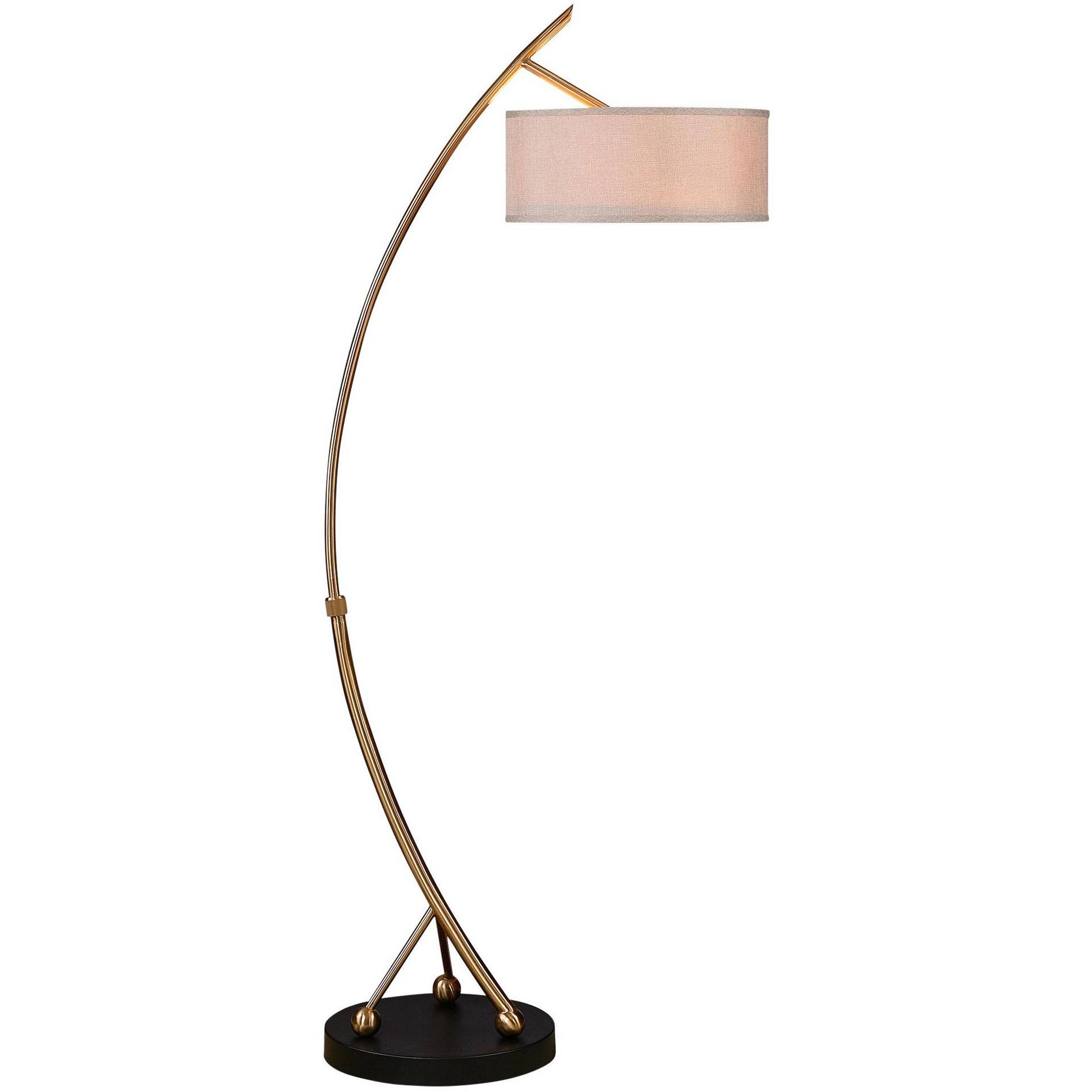 Uttermost Vardar 68" High Modern Brushed Brass Metal Arc Floor Lamp
