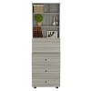 Computer Credenza Workcenter Gray - Inval: Smoke Oak Laminate, Glass Doors, Cable Management - 4 of 4