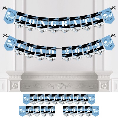 Big Dot of Happiness Light Blue Grad - Best is Yet to Come - Light Blue Graduation Party Bunting Banner - Party Decorations - Congrats Grad 2022