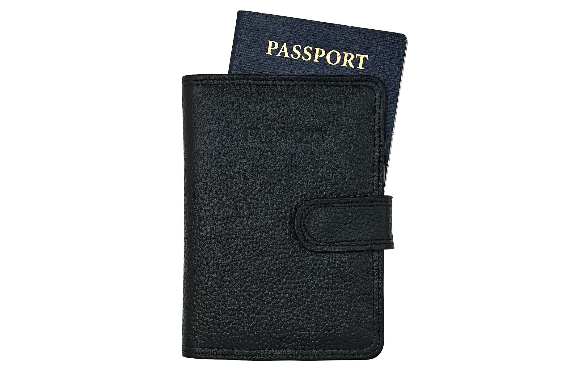 Steeltime Unisex leather passport holder. Color Options: Black, Brown, Navy, Teal, Red, Purple