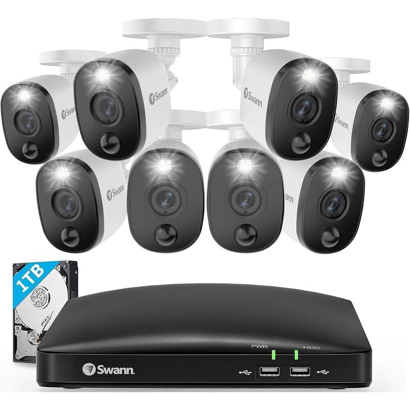 Swann DVR Security System, SWPRO Square Spotlight Bullet Camera, 84580 Hub, 1 of 8