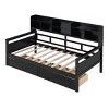 Daybed,Wood Slat Support Daybed Frame With Bedside Shelves And Two Drawers,Daybed Storage,Daybed For Bedroom-Cuddlewood - 3 of 4