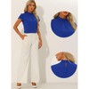 INSPIRE CHIC Women's Mock Neck Pleated Elegant Office Solid Cap Sleeve Blouse - 2 of 4