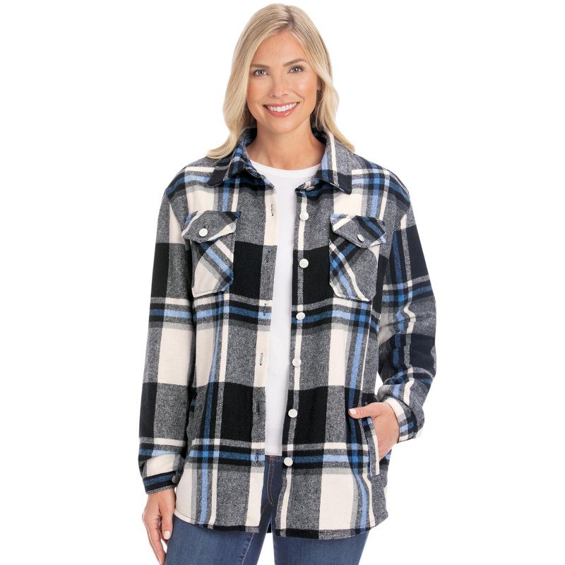 Collections Etc Ladies Flannel Button Front Shirt Jacket, 3 of 5
