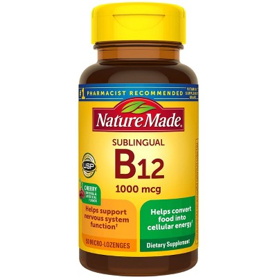 Nature Made Vitamin B12 1000 mcg, Easy to Take Sublingual B12 for Energy Metabolism Support, 50 Sugar Free Fast Dissolve Tablets, 50 Day Supply.