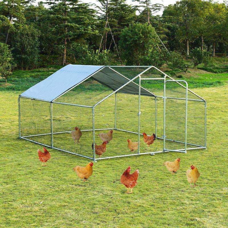 Costway Large Walk In Chicken Coop Run House Shade Cage 10'x13' with Roof Cover Backyard, 3 of 10