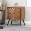 CAVINAS 15"Modern Nightstand with Wood Grain Design,Mid-century Bedside Table with 4 Iron Legs,Vintage Nightstand for Bedroom - 2 of 4