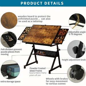 LOVSON Multi-functional height-adjustable puzzle table, specifically designed for 1500-piece puzzles, featuring 4 storage trays - 1 of 1