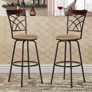 VECELO Bar Stools Adjustable Height Set of 2, 24/29" Swivel Counter Stools with Upholstered Seat, Steel Bistro Pub Chairs - 1 of 4
