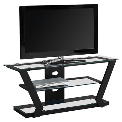 TV Stand for TVs up to 47" Black Metal/Tempered Glass - EveryRoom