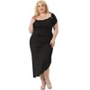 Agnes Orinda Women's Plus Size Spaghetti Strap Cowl Neck Ruched Cami with Shawl Maxi Bodycon Dress - 3 of 4