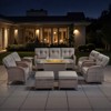 Belord Brown Wicker 9 Piece Patio Furniture Set with 5" Thick Cushions, 41" Propane Fire Pit Table Set with Swivel Glider Chairs and Club Chairs - 3 of 4