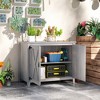 Outsunny Wood Outdoor Storage Cabinet, Compact Garden Shed Potting Shed with Shelf and Double Doors - 3 of 4
